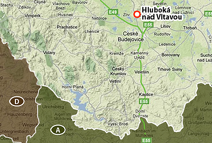 Mapa Hluboká